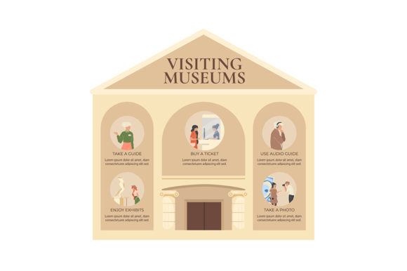 Evaluating the Visiting Museum Flat Color Infographic Template